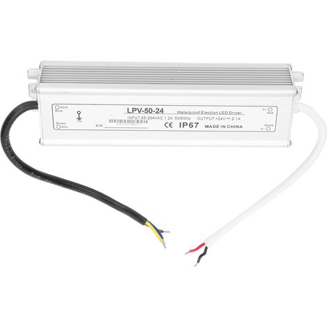 Alimentation étanche BERM 50W 24V DC, transformateur driver en alliage d'aluminium LPV-50-24 pour LED.
