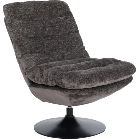 [NEUWERTIG] Loungesessel HHG-190, Cocktail-/Polster-/Relaxsessel Sessel drehbar Stoff Chenille (470g/m²) Öko-Tex Stahl grau-braun