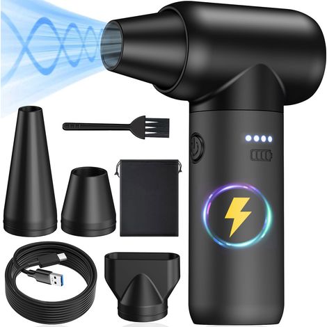 Collecteur de poussière à air comprimé 18 000 tr/min – Remplacement du réservoir d'air comprimé Sèche-cheveux à jet réglable à 3 vitesses adapté aux voitures, ordinateurs, claviers