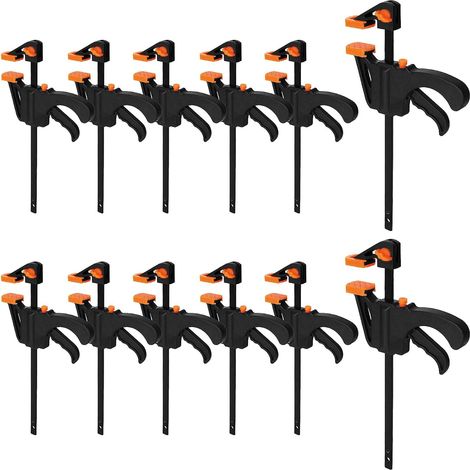 12er-Pack 4-Zoll-Schnellspannklemmen für die Holzbearbeitung, Auslöseklemmen, Einhand-Ratschenklemmen, kleine Mini-Stangenklemmen für Handholzklemmen, zum Kleben (1/5)