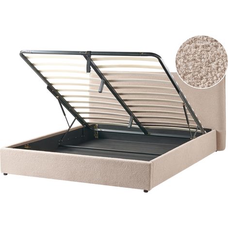 Cama con almacenaje elevable moderna de bouclé gris pardo 160 x 200 cm Lavaur (1/5)