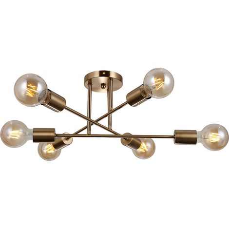 Plafonnier minimaliste laiton miel croisé 6xE27 Italux (1/3)