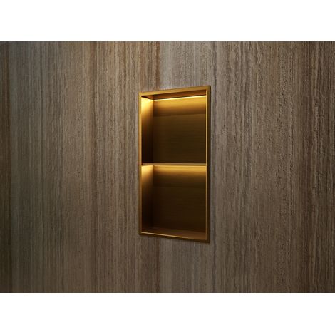 Hornacina de ducha MARSHALL con LED oro cepillado (1/2)