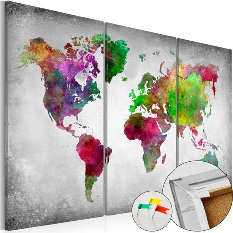 Tableau en Liège "Carte du Monde - Diversity of World" 80 x 120 cm (1/2)