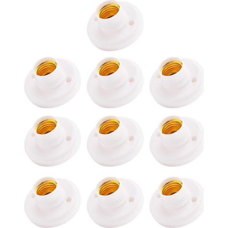 Lot de 10 douilles à vis E27 en plastique, rondes, pour ampoules. Adaptateurs pour douilles. (1/5)