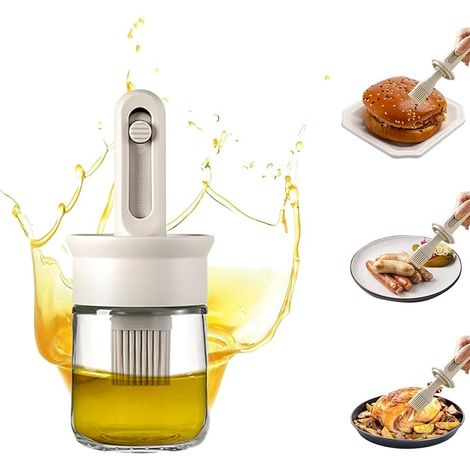 Bouteille à sauce et à huile avec pinceau en silicone réglable pour la cuisine au barbecue - Huile et pinceau séparés - 150 ml (1 pièce) (1/5)