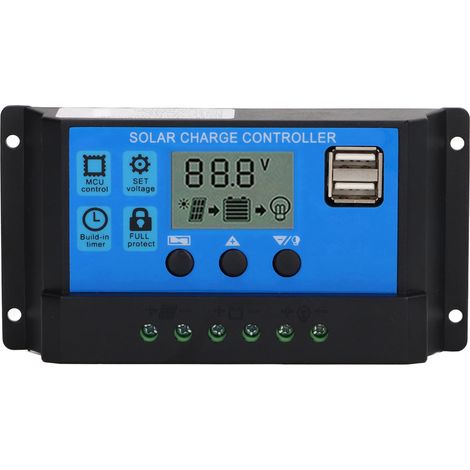 Generischer MPPT-Solarladeregler, Dual-USB-Ausgang, 12V 24V PWM-Photovoltaikregler, Solarmodulregler (70A)