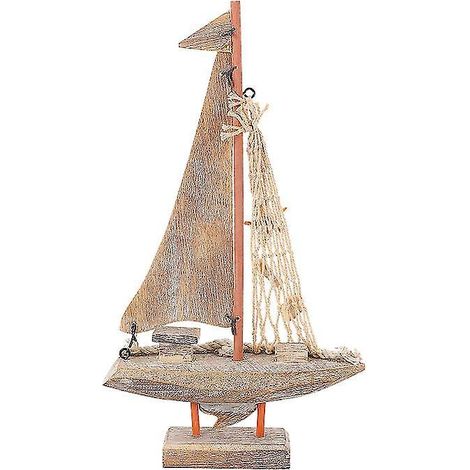1 Stück Dekoration in Form eines Segelboots aus Holz