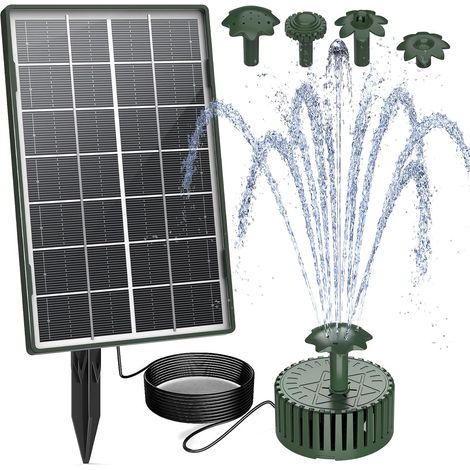 Fontaine Solaire 3,5 W Divers Effets de Pulvérisation, pour Bassin, Étang et Jardin, Câble de 3 m, Vert Foncé (1/5)