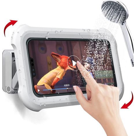 Boîtier de téléphone étanche pour salle de bain, écran tactile, support sans perçage pour douche/cuisine (1/5)