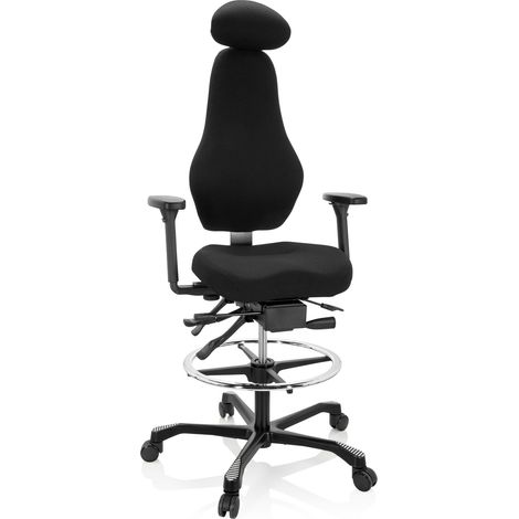 Tabouret de travail / Chaise de comptoir RESISTIO WORK tissu maille gris hjh OFFICE (1/5)