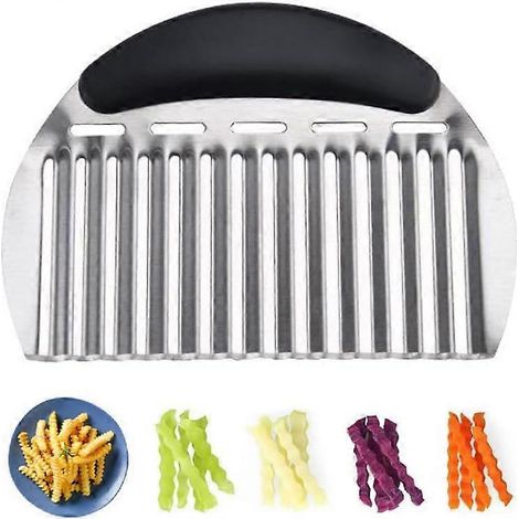 HONORNIC - Coupe-frites ondulé robuste en acier inoxydable pour pommes de terre, carottes, fruits, légumes, oignons