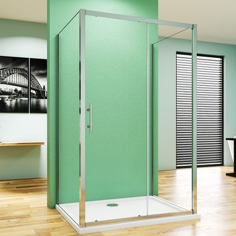 90X90X120cm Duschkabine Duschabtrennung Eckeinstieg Echtglas Schiebetür Dusche mit Seitenwand Duschwand Höhe 190cm (1/5)