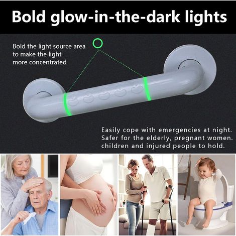 Barra de apoyo CSPARKV para personas mayores, paquete de 2 barras de apoyo para ducha de 30 cm, color blanco, barra de apoyo para inodoro y baño de acero inoxidable, barra de apoyo para ducha (1/4)