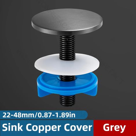 (Grey)Brass Sink Hole Decorative Cover Sink Faucet Tap Plug Kitchen Sink Hole Cover Sink Plug Stopper Brushed Sprayer Hole Cap (1/4)