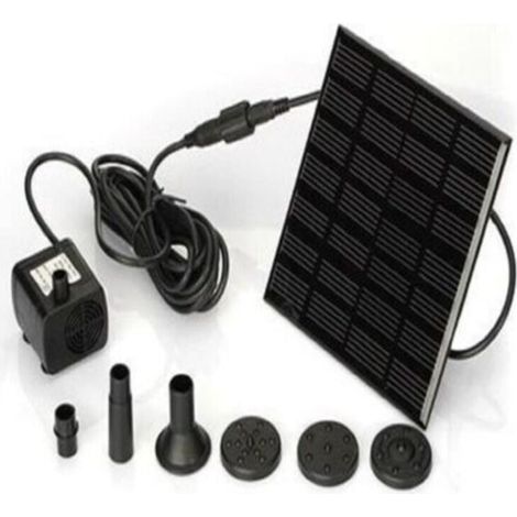 7V 1.2W Pompe Solaire Pour Fontaine, Pompe à Eau Solaire avec 6 Buses Kit de Fontaine Submersible sans Brosse，11x11cm，Longueur de ligne 3m