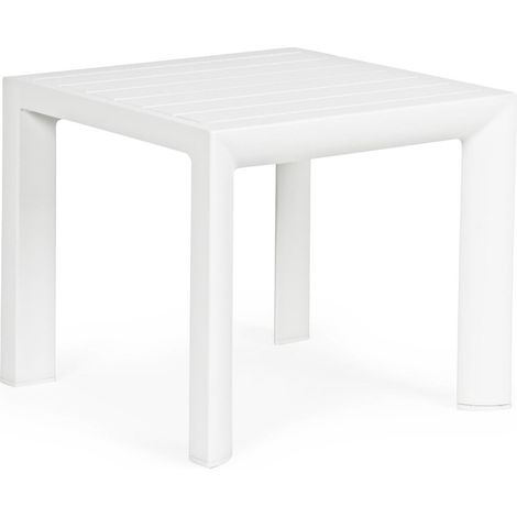 Couchtisch "Cruise" für Außen- und Garten Sonnenliege 40 cm aus Aluminium -Weiss (1/5)