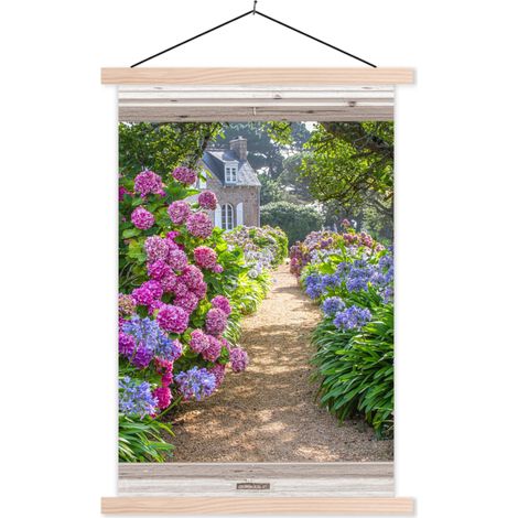 TEXTILE WALL ART Hydrangea - See-through - Flowers - Summer - Purple - Path 60x90 cm (1/3)