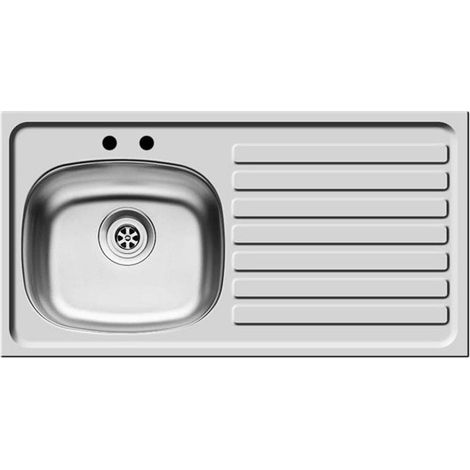 Right Hand 2 Tap Hole Stainless Steel Kitchen Sink, 940 x 490mm