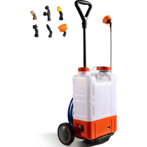 Mophorn Pulverizador de Mochila con Carro, Presión Ajustable 0-94 PSI, Tanque con Ruedas de 15L, con 8 Boquillas, 2 Varillas, Tapa de Boca Ancha para Jardín, Desmalezado, Pulverización, Limpieza (1/5)
