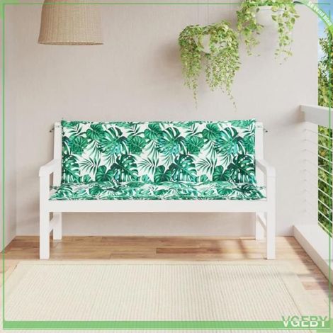 Coussins de banc de jardin - FAFEISY - Motif de feuilles - Lot de 2 - Tissu Oxford imperméable - Fibres creuses (1/5)