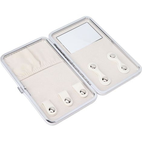 Boîte à bijoux portable grand miroir, étui organisateur pour bagues, boucles d'oreilles et colliers - Blanc