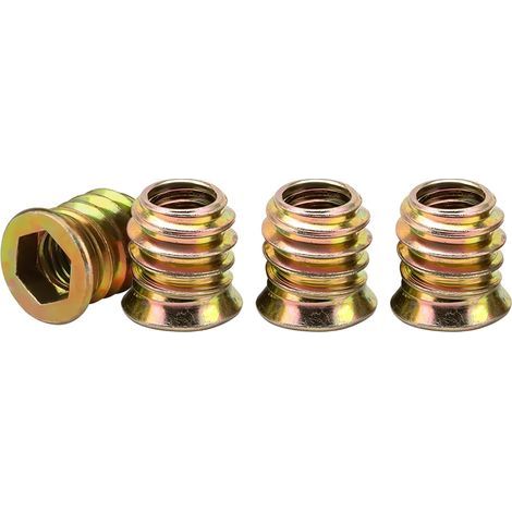 M4 Gewindeeinsätze für Holz, 40 Stück M4 x 10 mm Schraubenmuttern, verzinkte Schraubenhülsen, Sechskantmuttern für Holzmöbel (1/5)