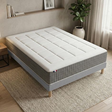 Ensemble matelas ressorts ensachés 7 zones H28 sommier en kit gris 160x200 (1/5)