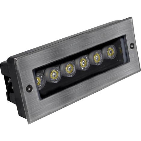 Segnapasso Led 6W Argento da incasso a parete 220v Rettangolare IP65 Bianco Freddo