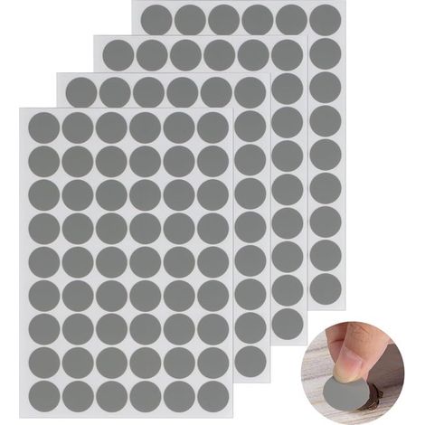 432 Stück 8 Bögen graue Schraubenloch-Aufkleber Abdeckkappen selbstklebende Schraubenlochabdeckungen Durchmesser 21 mm Schraubenabdeckungen für Holz (1/4)