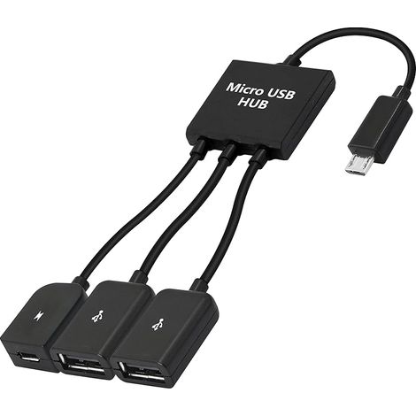 Câble Micro USB vers Double USB Micro USB Mâle à 2 USB Femelle OTG Diviseur avec Micro Femelle pour Android PC Tablet et Smartphones et Plus (1/5)