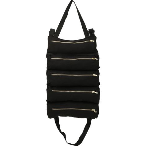 Sacs de rangement multifonctionnels en toile avec 5 poches zippées, à roulettes, noirs (1/5)