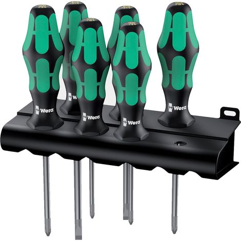 Wera 105622 Kraftform Plus 6 Piece Lasertip Screwdriver Set Pozi Slotted Philips