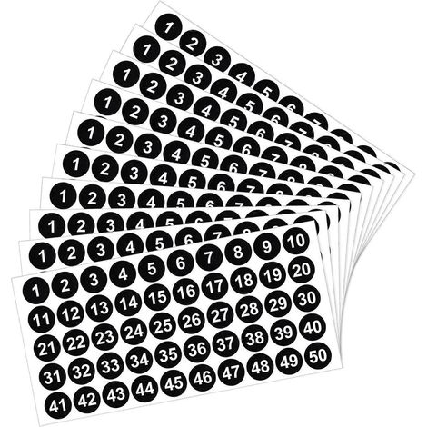 500 étiquettes autocollantes numérotées en vinyle : étiquettes numérotées autocollantes et imperméables pour le tri des stocks et (1/5)