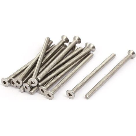 15 vis à tête fraisée plate à six pans creux M3x5 en acier inoxydable 316 argenté (1/4)