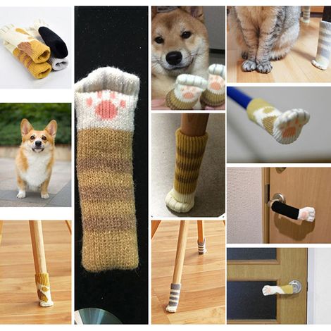 Lot de 16 housses de chaise à motifs de pattes de chat, protège-pieds de chaise et de meubles en forme de pattes de chat. (1/5)