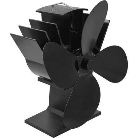 Ventilateur de cheminée à transfert de chaleur 4 pales Haute efficacité Distribution de la chaleur Noir 170mm Pales du ventilateur (1/5)