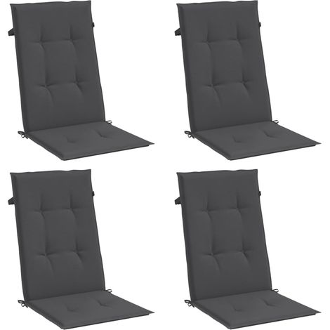vidaXL Coussins de chaise à dossier haut lot de 4 anthracite mélangé