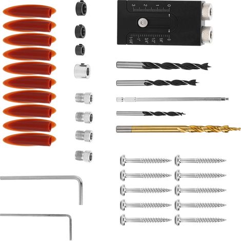 Kit de gabarit pour trous de poche, gabarit de perçage oblique, guide double pour le travail du bois, outil d'angle d'assemblage, menuiserie (1/5)