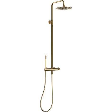 Marwell Duscharmatur Duschset Classico gold 88-118x20 cm - Duschstange verstellbar - Regendusche - Handbrause mit Schlauch (1/4)