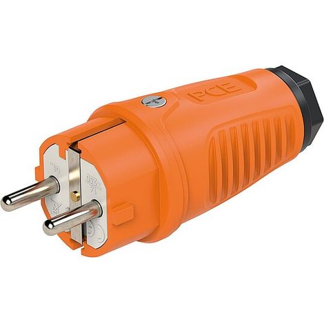 Schutzkontaktstecker Gummi (orange/schwarz)