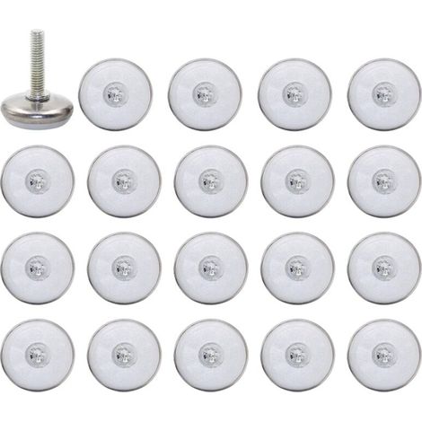 Lot de 20 cales réglables M6 15MM pour meubles avec base blanche pour table et chaises avec écrous en T à tige filetée (1/5)