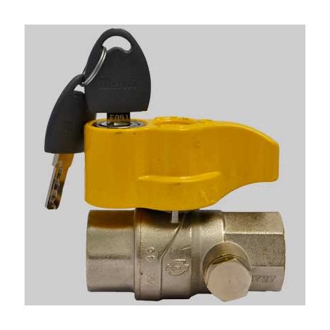 VALVOLA A SFERA DIRITTA CON PRESA PRESSIONE E CHIAVE  3/4 F x 3/4 F     F.I.V.
