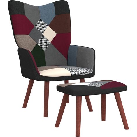 Chaise de relaxation avec repose-pied Fauteuil relax - Patchwork Tissu BonneVie-97458 (1/5)