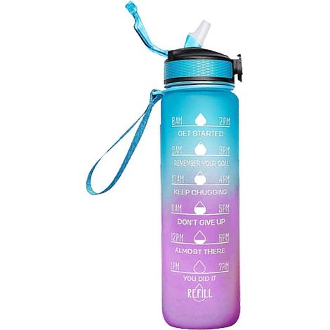 1000 ml Gratis Motivations-Fitnessbecher mit Zeitmarkierung, Farbverlauf, mattierte Outdoor-Wasserflasche-Style 2