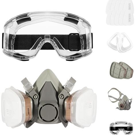 Masque Anti Poussiere,Le Masque Peinture Poussière Avec Filtre,Masque à Gaz Remplaçable pour Empêcher Efficacement L'inhalation de Gaz Irritants Et de Poussière.Peintre, Travail, Peinture (1/5)