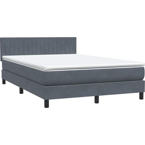 Maison Exclusive - Giroletto a Molle con Materasso Grigio Scuro 160x210 cm Velluto (1/5)