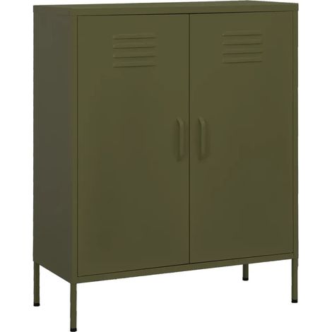 Pratico mobile contenitore di design dimensioni 80 x 35 x 101,5 cm con ripiani regolabili in acciaio verde oliva. Codice articolo: 020046853.