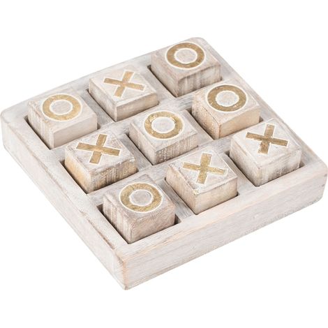 Tavola da gioco Tic-Tac-Toe decorativa in legno di mango Beige Asjut (1/5)