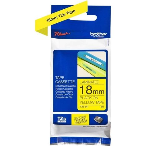 Brother - brother p-touch 18mm amarillo/negro laminado - tz641 - 4977766686716